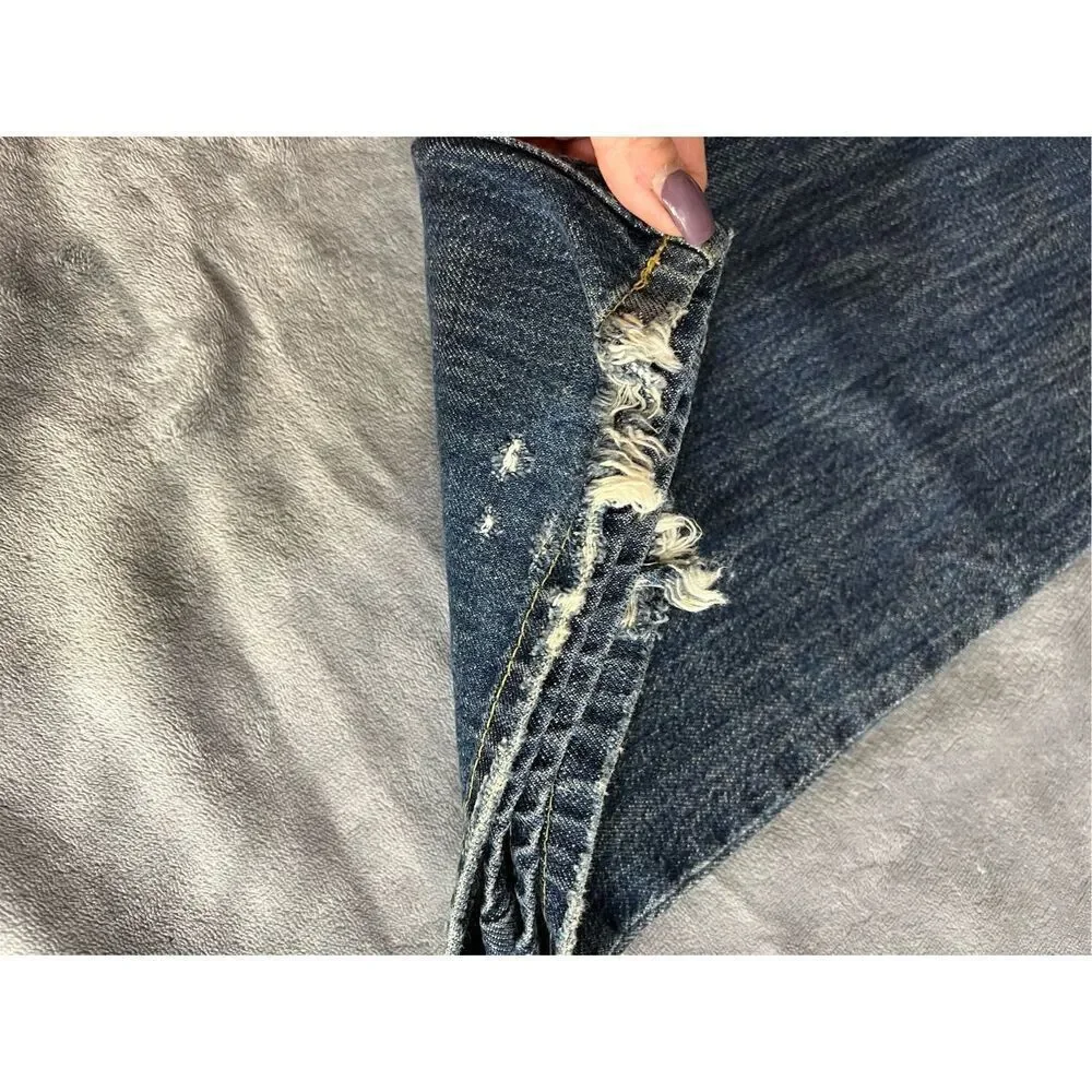Joe's Jeans Womens Size 26 Blue Eno Flared Low Rise Distressed Whisker Cotton